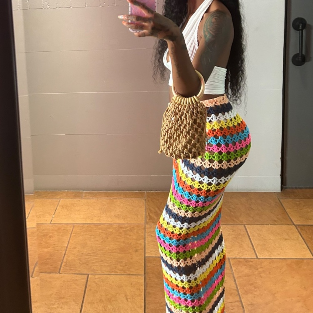 crochet multi color skirt